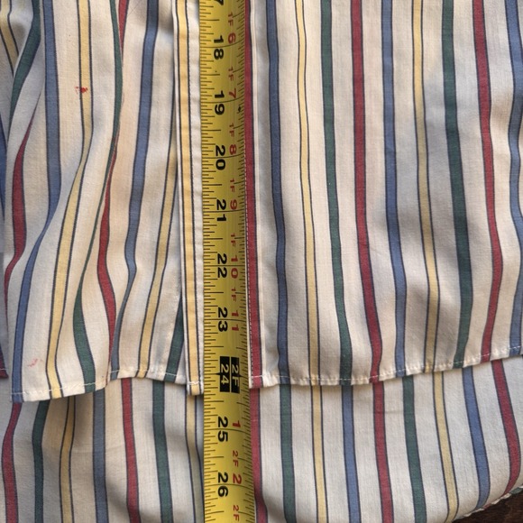 VAN HUESEN Shirt SZ  L Rainbow Stripes Buttons 1 pocket cotton Paint Splatter - Picture 7 of 7